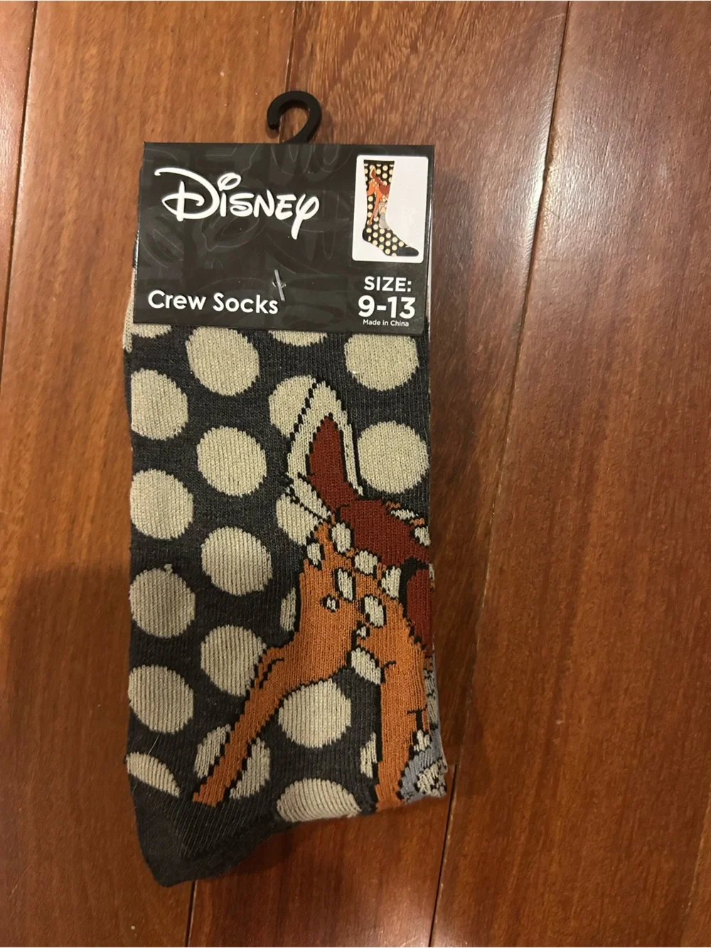 Disney Brown and Cream Polka Dot Socks with Bambi Accent
